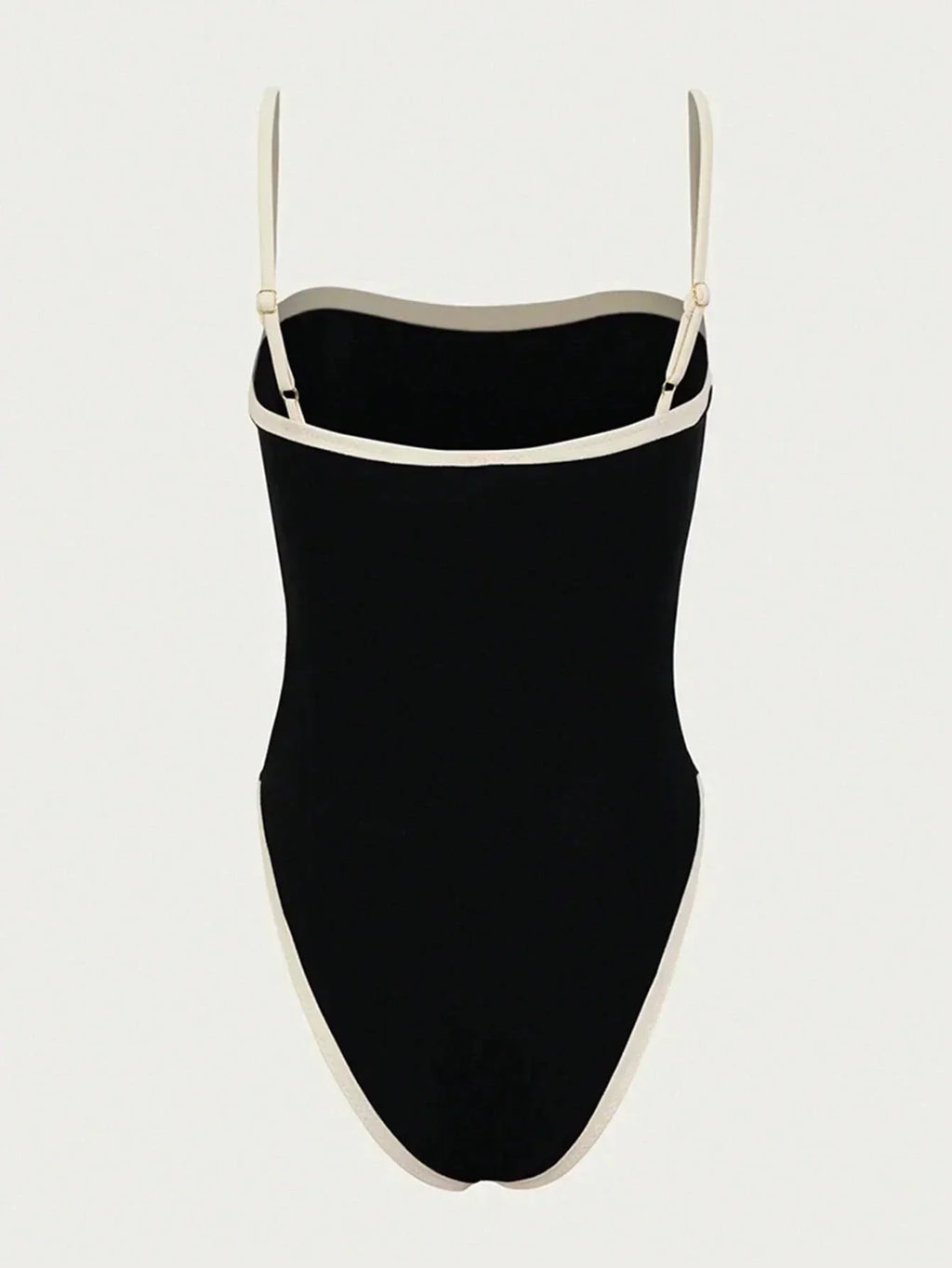 One-Piece Swimsuit in Black with High-Leg Cut and Contrast Detail