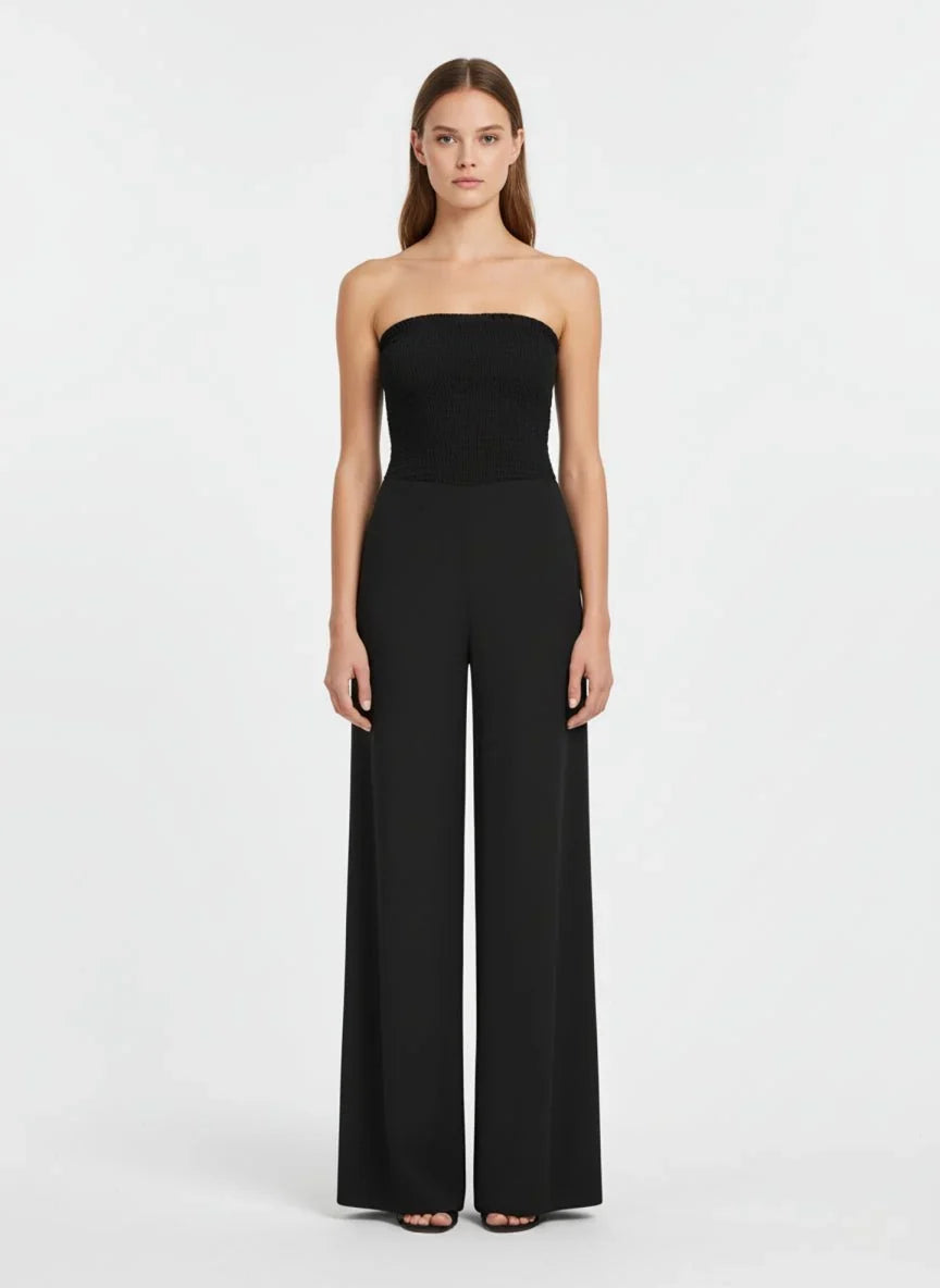 Strapless Wide Leg Jumpsuit Women Bandeau Palazzo Pleated