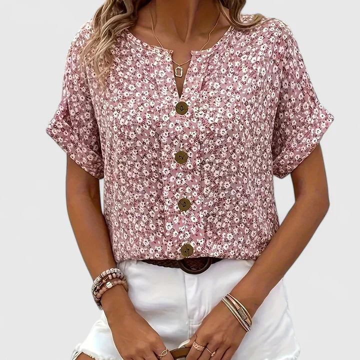 Floral Button-Front Crop Top Casual Summer for Women