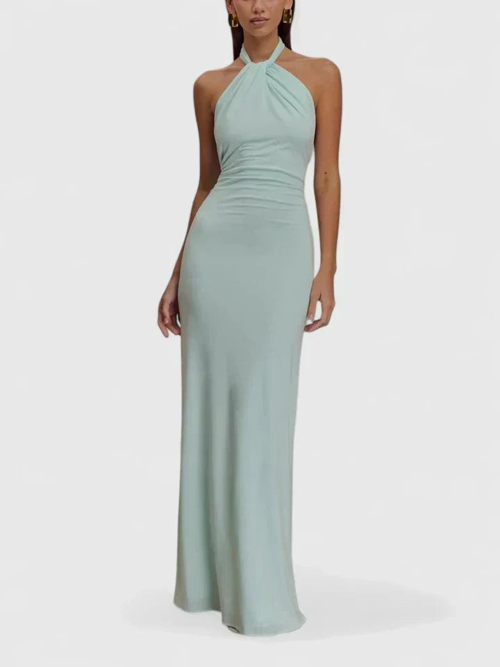 Mauve Twisted Halter Column Maxi Dress - Evening