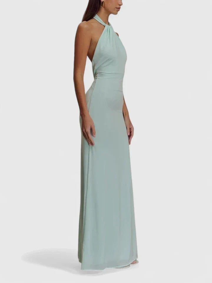 Mauve Twisted Halter Column Maxi Dress - Evening
