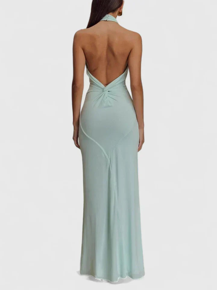 Mauve Twisted Halter Column Maxi Dress - Evening