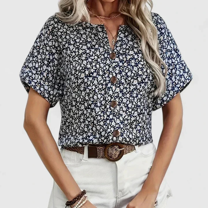 Floral Button-Front Crop Top Casual Summer for Women