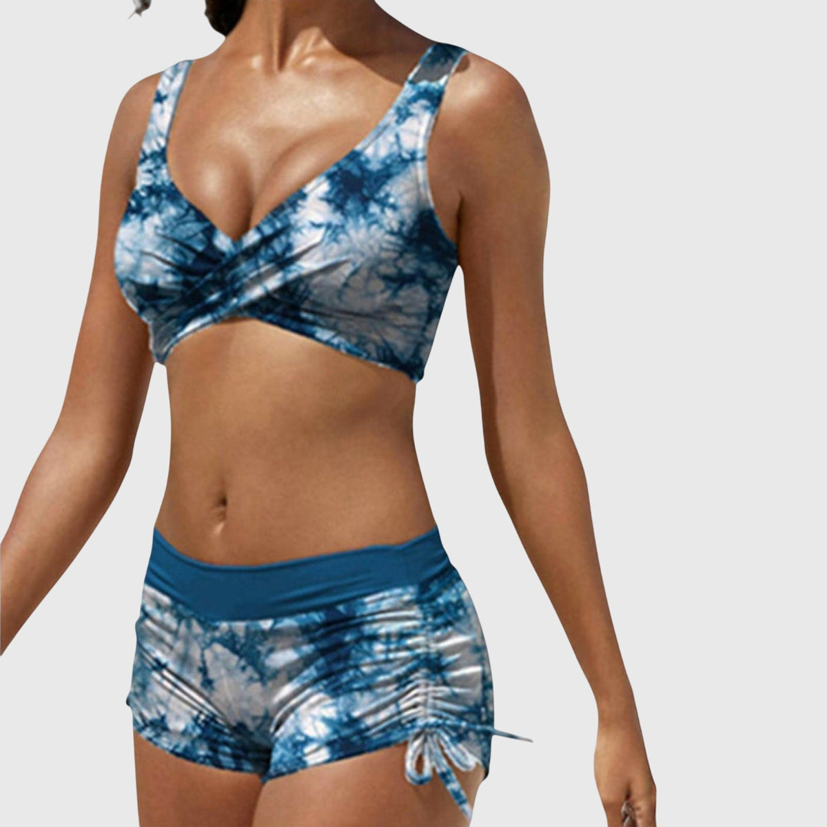 Green Camo Print Wrap Front Sporty Bikini Set