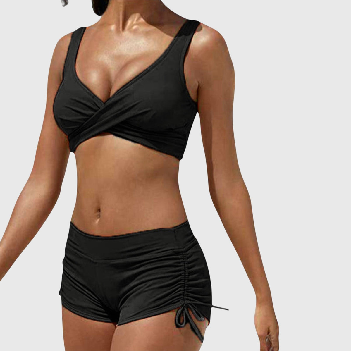 Green Camo Print Wrap Front Sporty Bikini Set