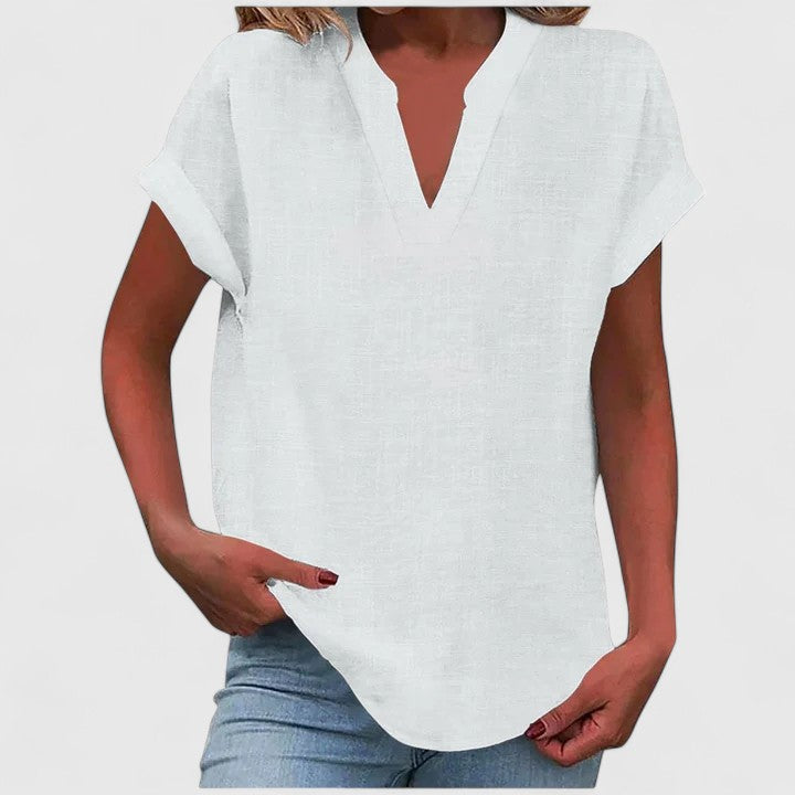 Oversized Linen V-Neck Top Casual Summer for Women