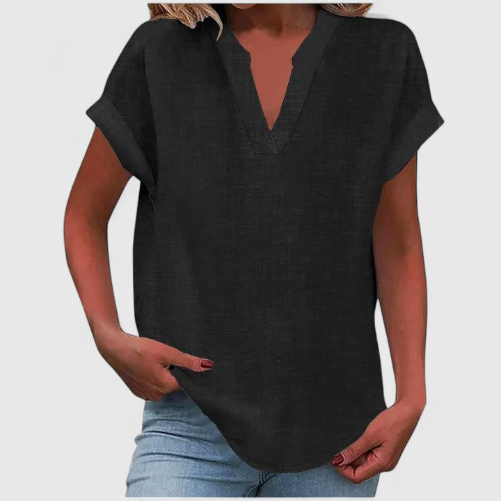 Oversized Linen V-Neck Top Casual Summer for Women