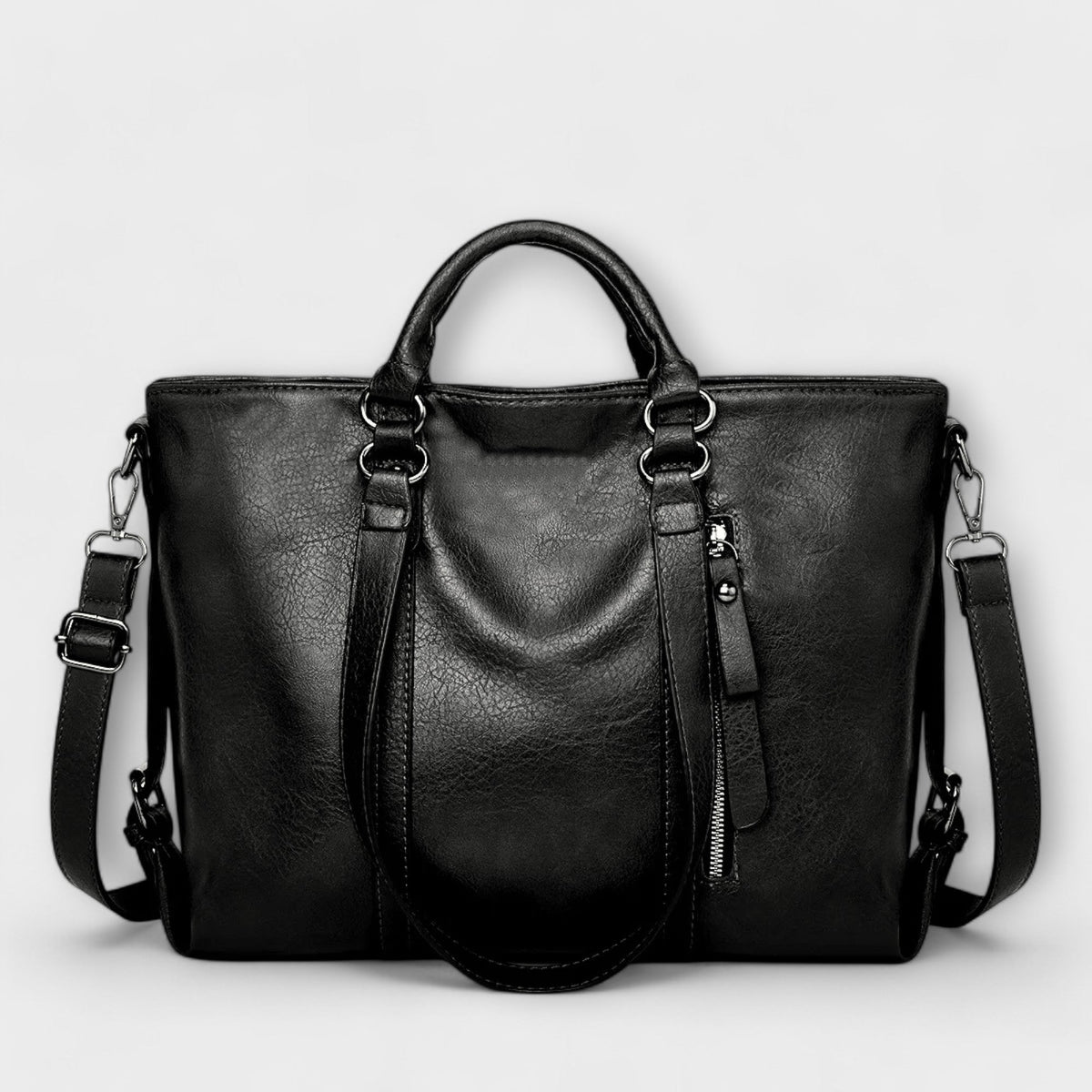 Cognac Distressed Minimalist Tote with Shoulder Strap