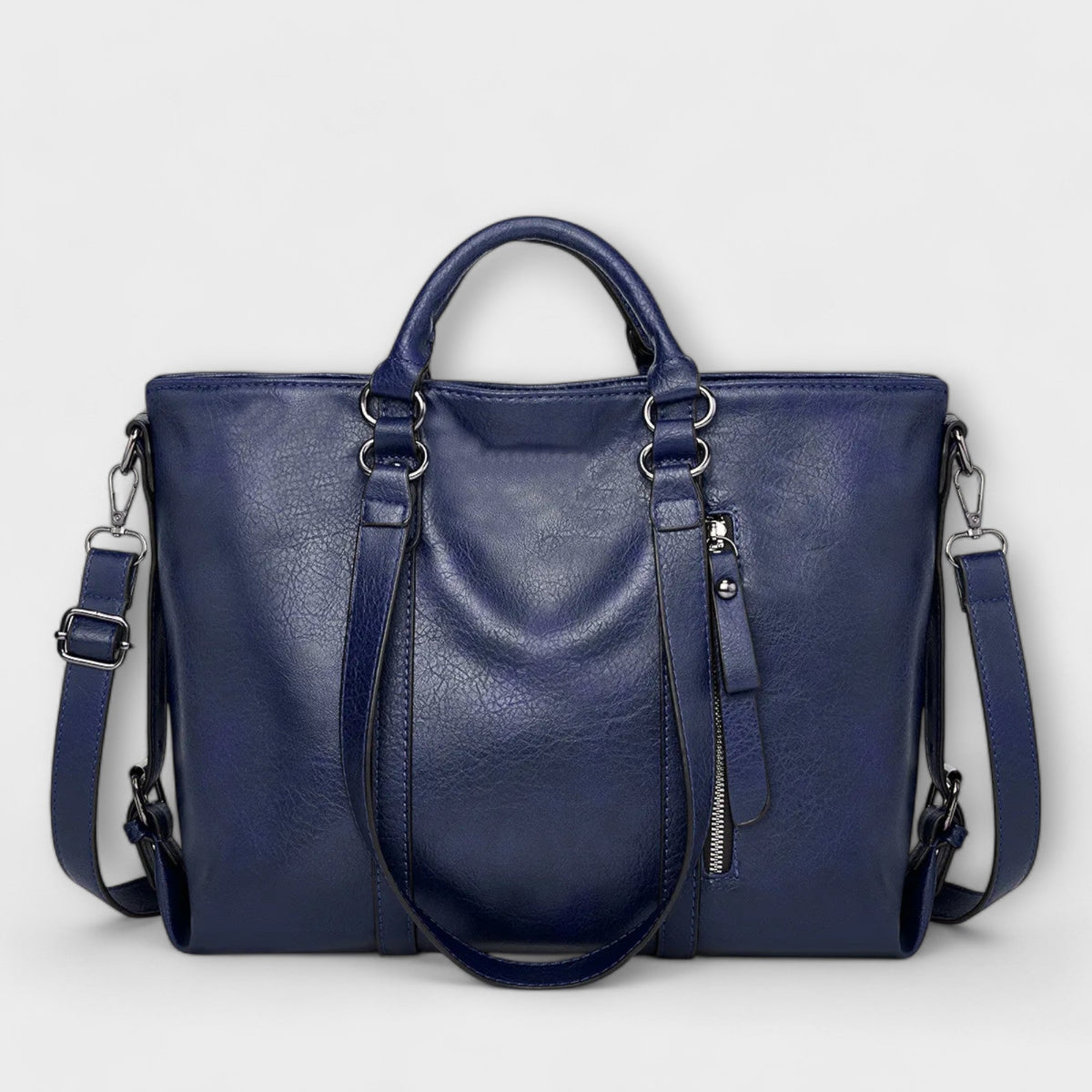 Cognac Distressed Minimalist Tote with Shoulder Strap