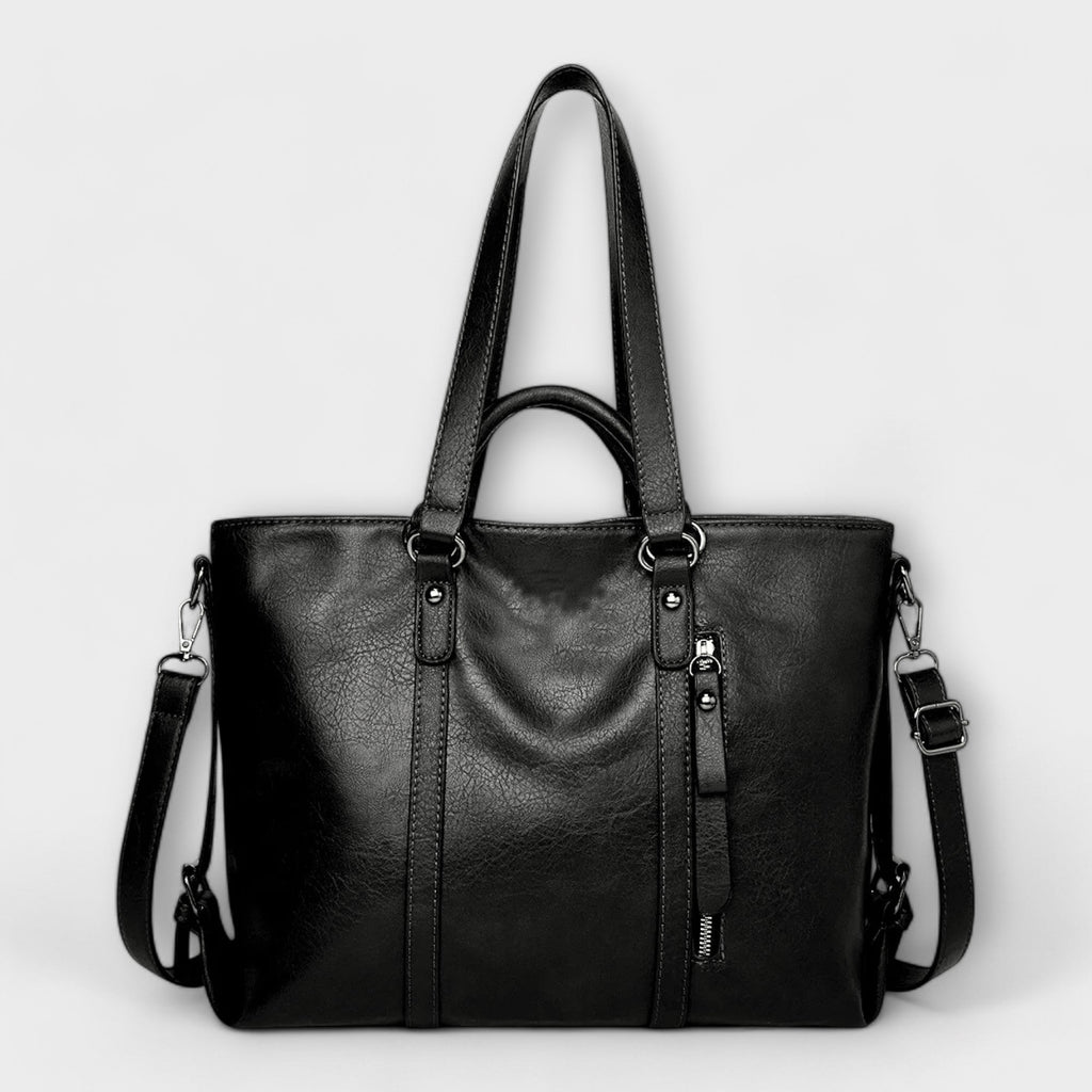 Cognac Distressed Minimalist Tote with Shoulder Strap